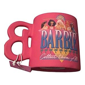 Barbie matte pink Barbie collage‎ print B monogram handle oversized coffee mug